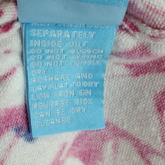 J Mclaughlin Tunic Sweater Top Size Large Pink Purple Abstract Floral Stretch - Picture 9 of 9